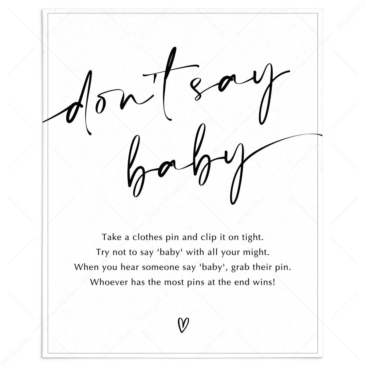 Dont Say Baby Sign Printable | Gender Neutral Baby Shower