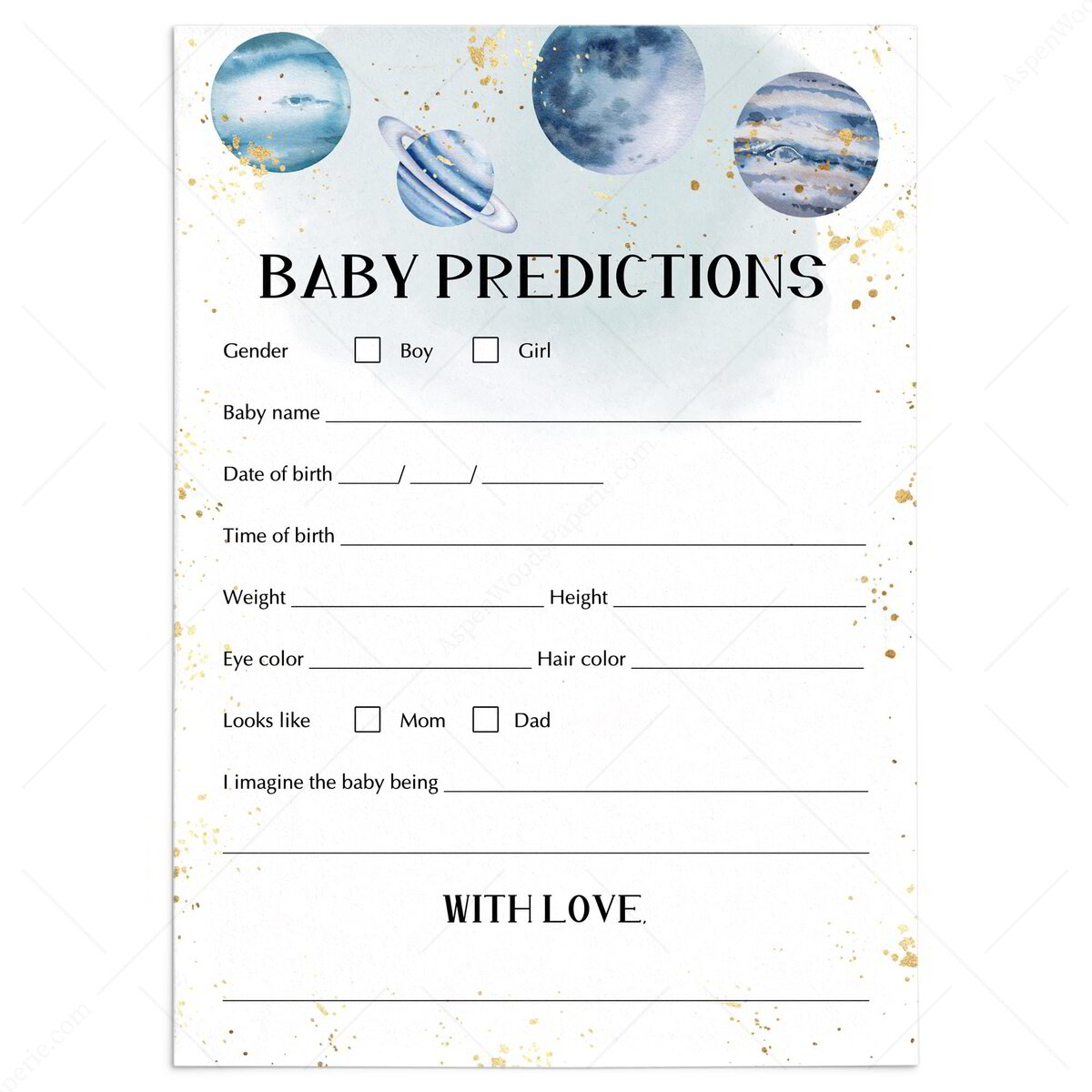 Printable Baby Predictions