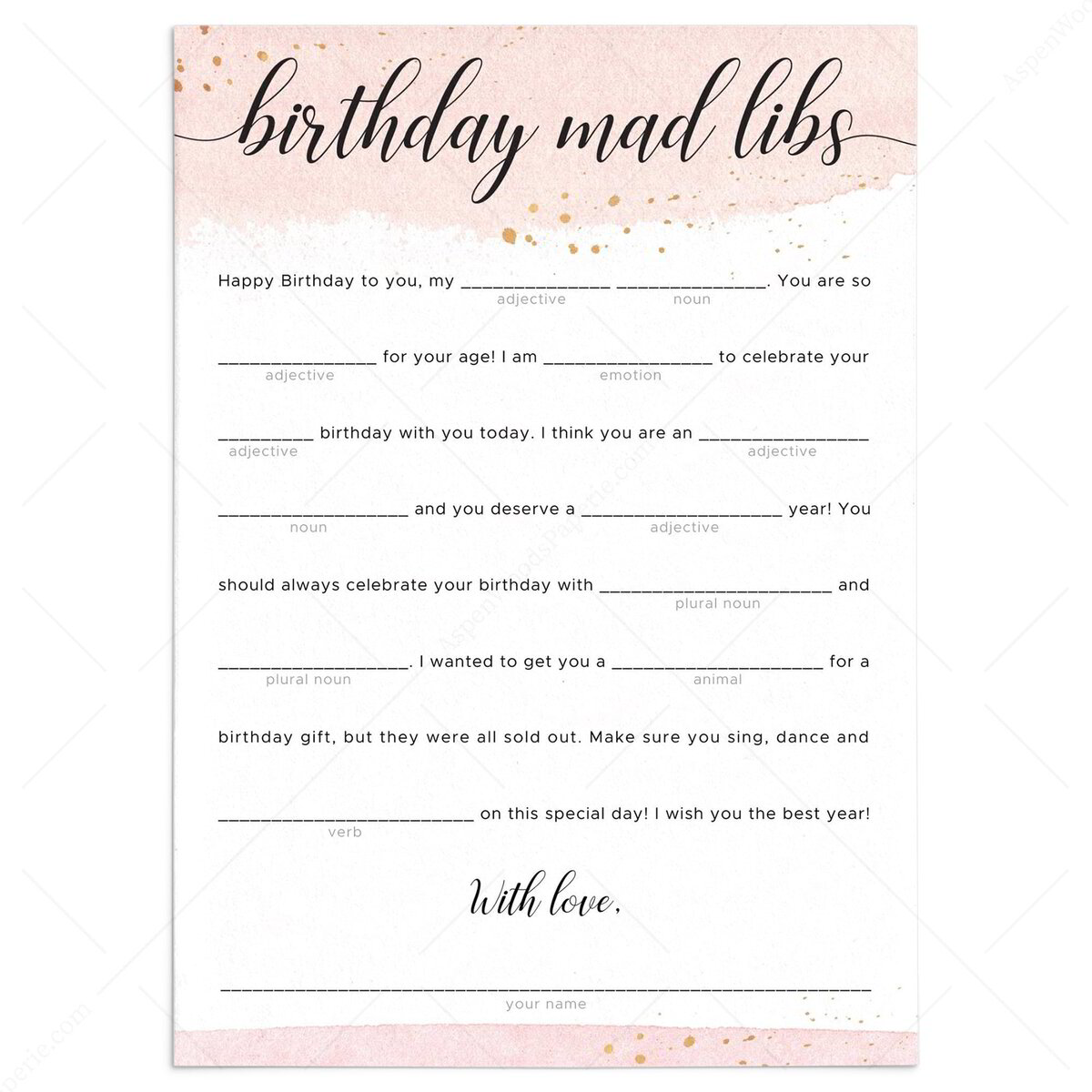 Birthday Mad Libs Printable Free Free Printables Hub