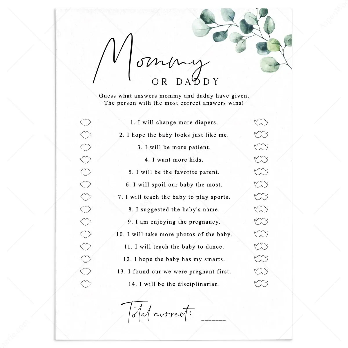 Mom And Dad Quiz Baby Shower Guess Who Mommy Or Daddy Baby Shower