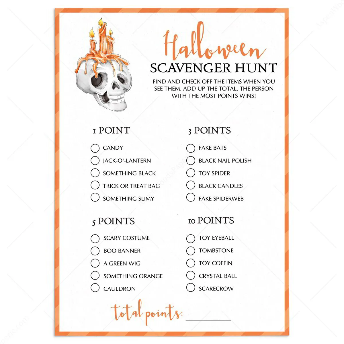Scavenger Hunt Printable | Elementary Halloween Party Games