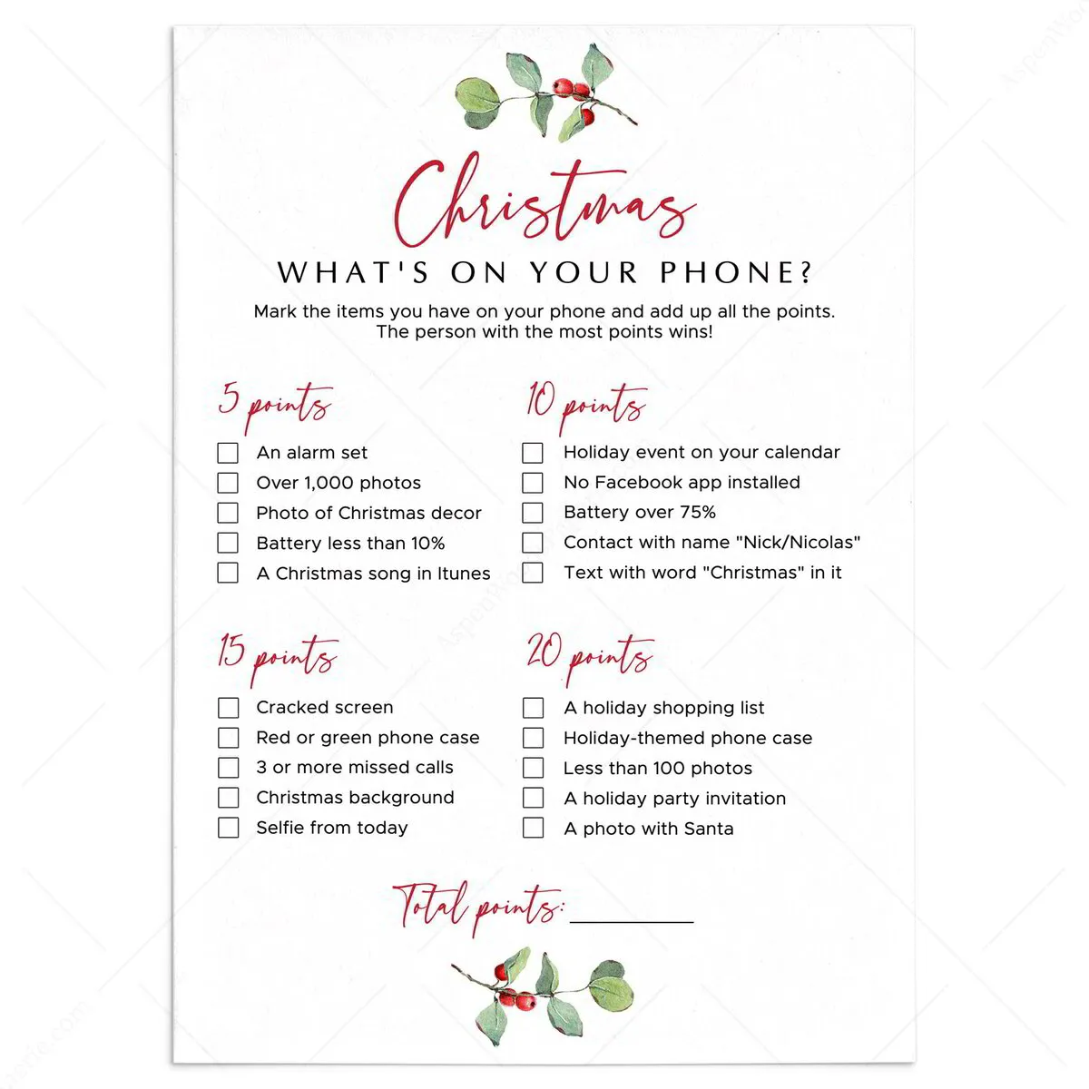 whats-on-your-phone-game-christmas-office-party-ideas-printable for Free Printable Office Christmas Party Games For Adults Whats On Your Phone Game Christmas Office Party Ideas | Printable for Free Printable Office Christmas Party Games For Adults