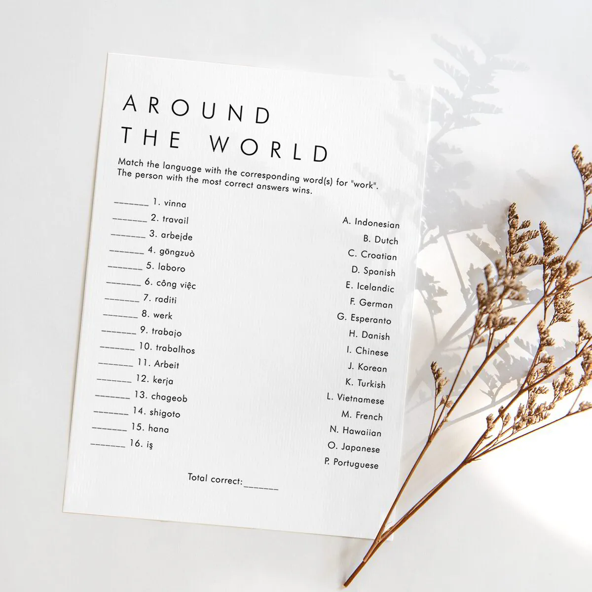 Work Around the World | Party Games Office | Printable