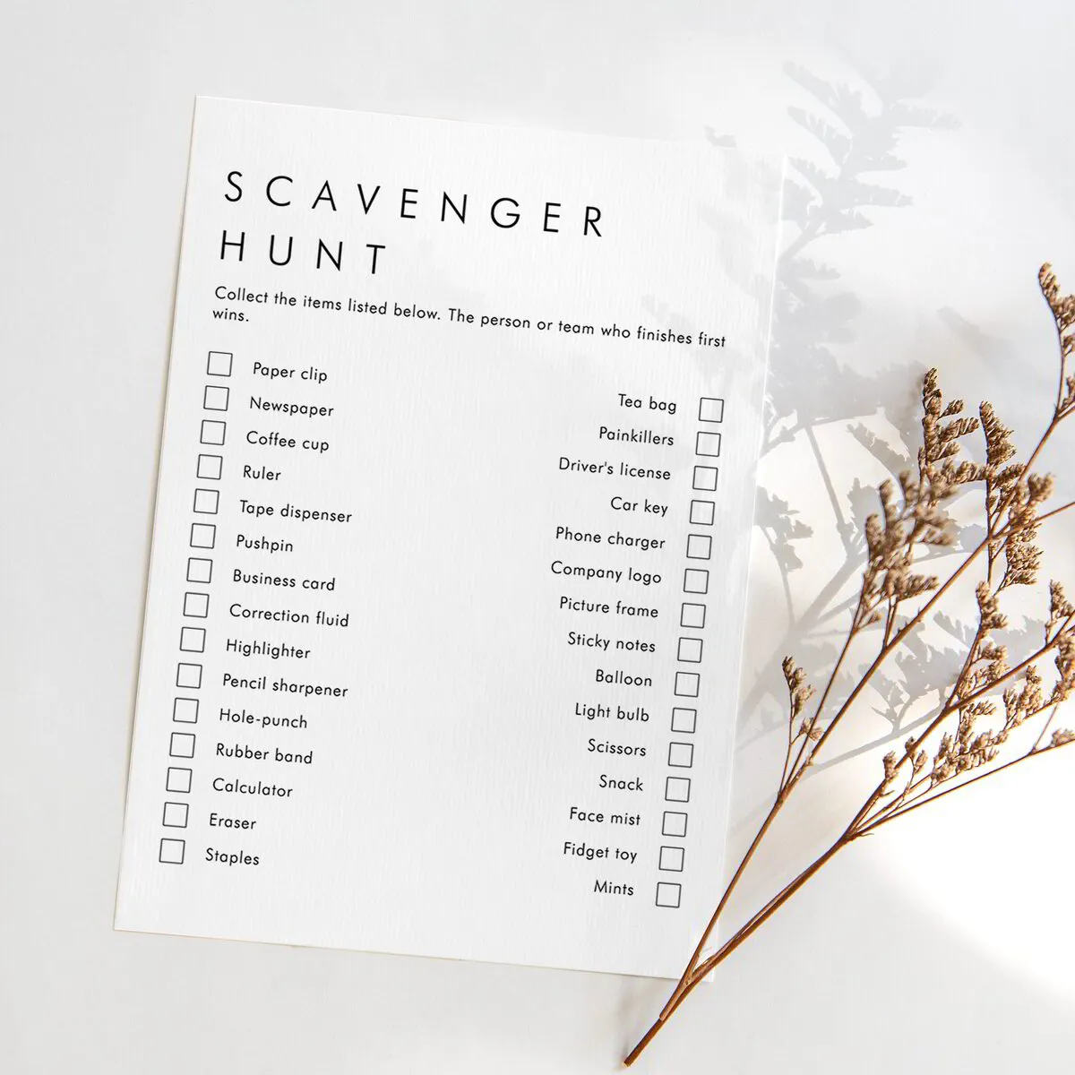 Workplace Scavenger Hunt Game for Office Supplies | Printable