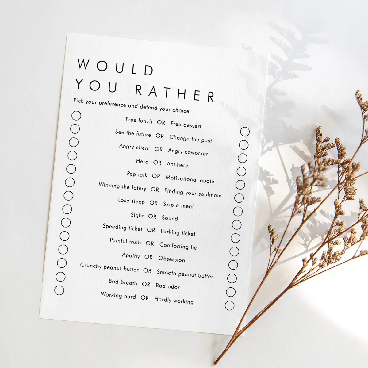 Work Party Would You Rather Game Printable | This or That