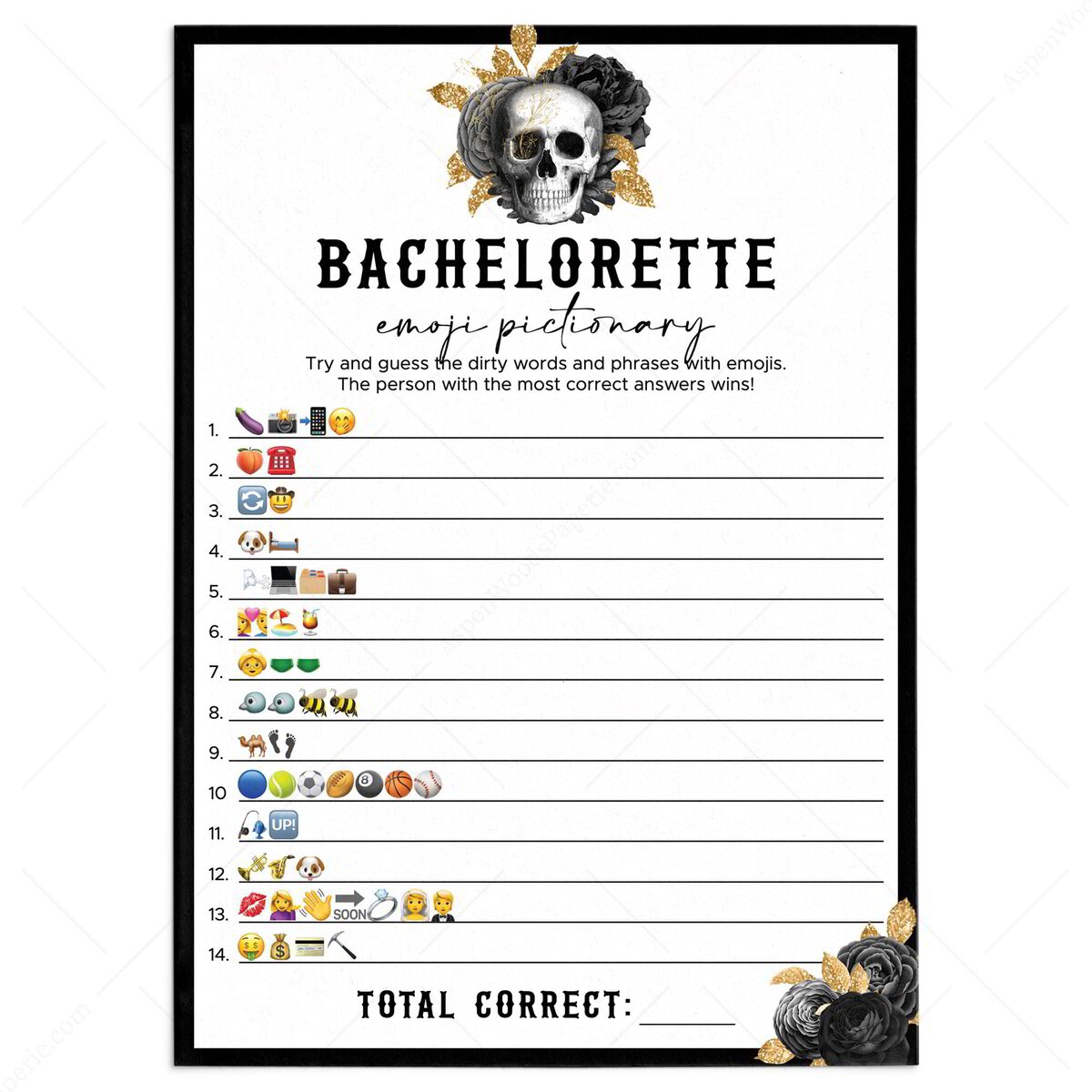 Dirty Emoji Pictionary Game | Bride or Die Bachelorette Party Game