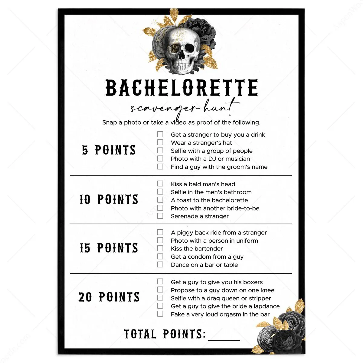 Til Death Do Us Party Hens Party Scavenger Hunt Game | Printable