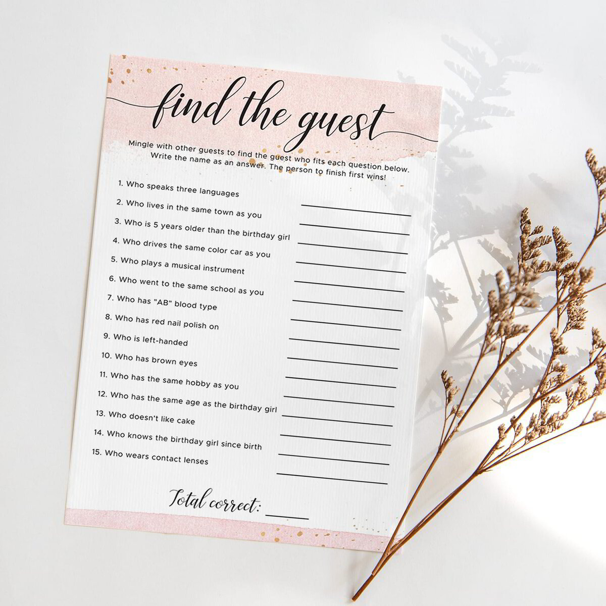 Find the Guest Birthday Icebreaker Game | Printable