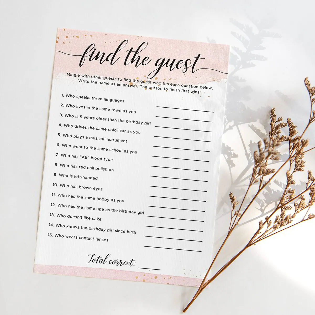 Find the Guest Birthday Icebreaker Game Printable