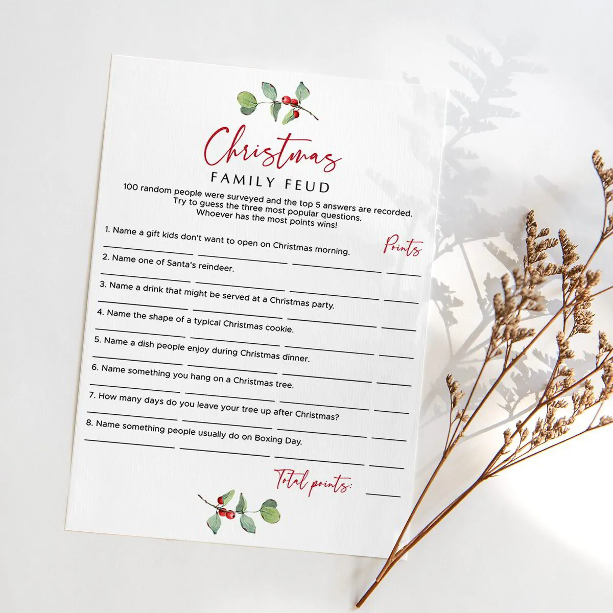 family-feud-christmas-questions-and-answers-game-greenery-theme for Free Printable Christmas Family Feud Questions And Answers Family Feud Christmas Questions and Answers Game | Greenery Theme for Free Printable Christmas Family Feud Questions And Answers
