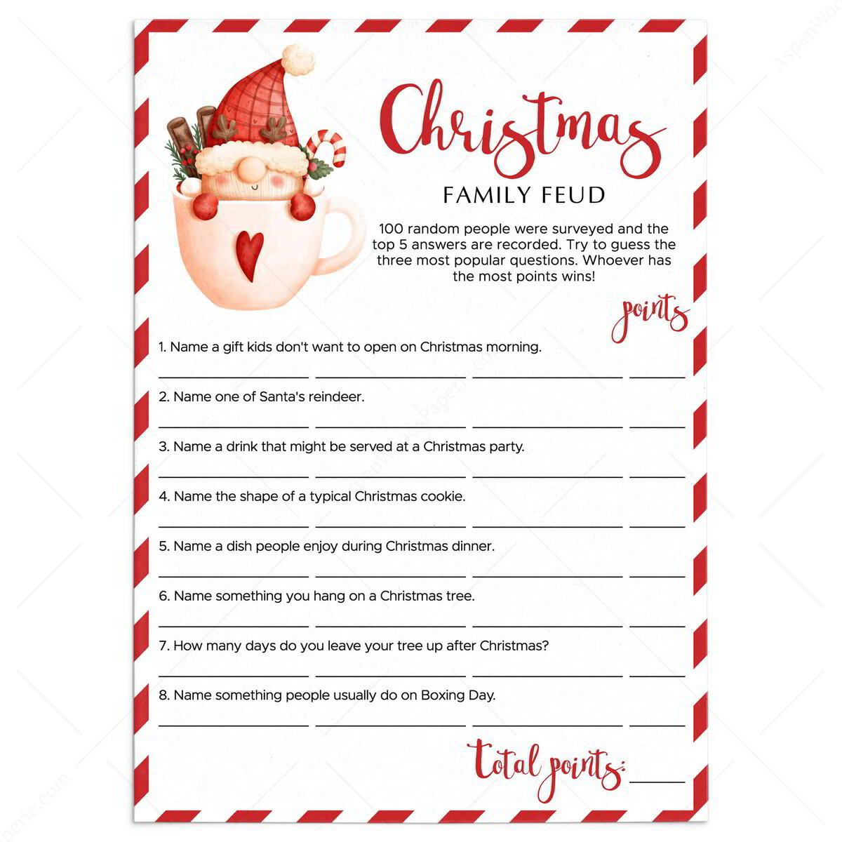 fun christmas family feud questions and answers | printable