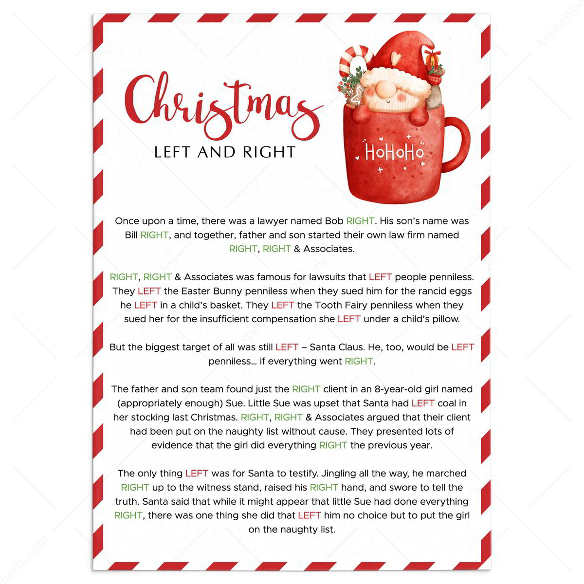 funny left right christmas game | instant download