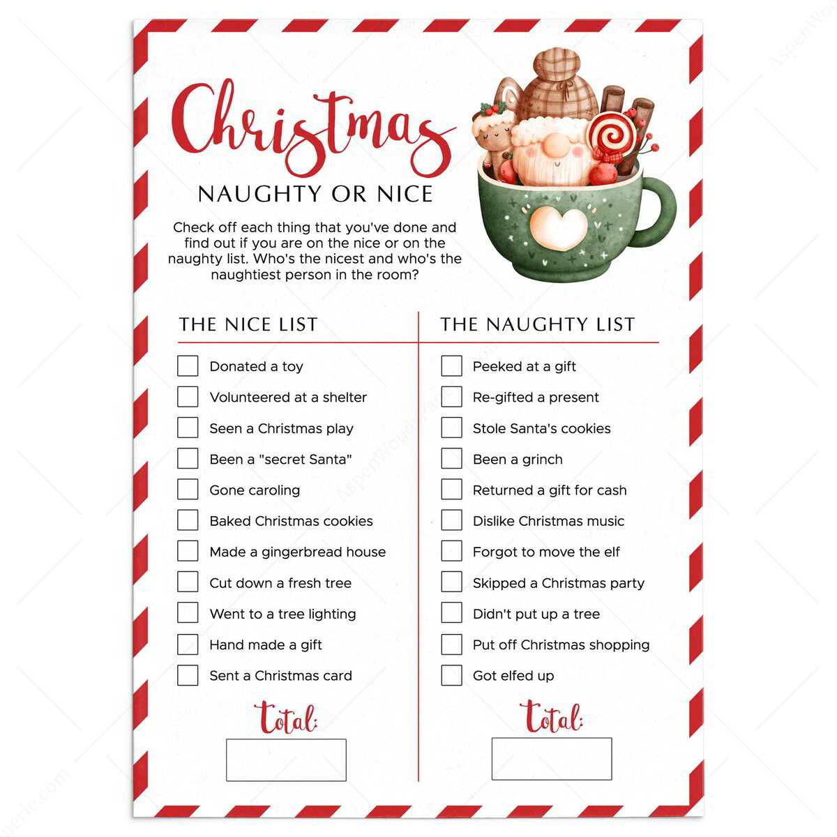 Cute Santas Naughty and Nice List Game | Printable for Free Printable Naughty And Nice List