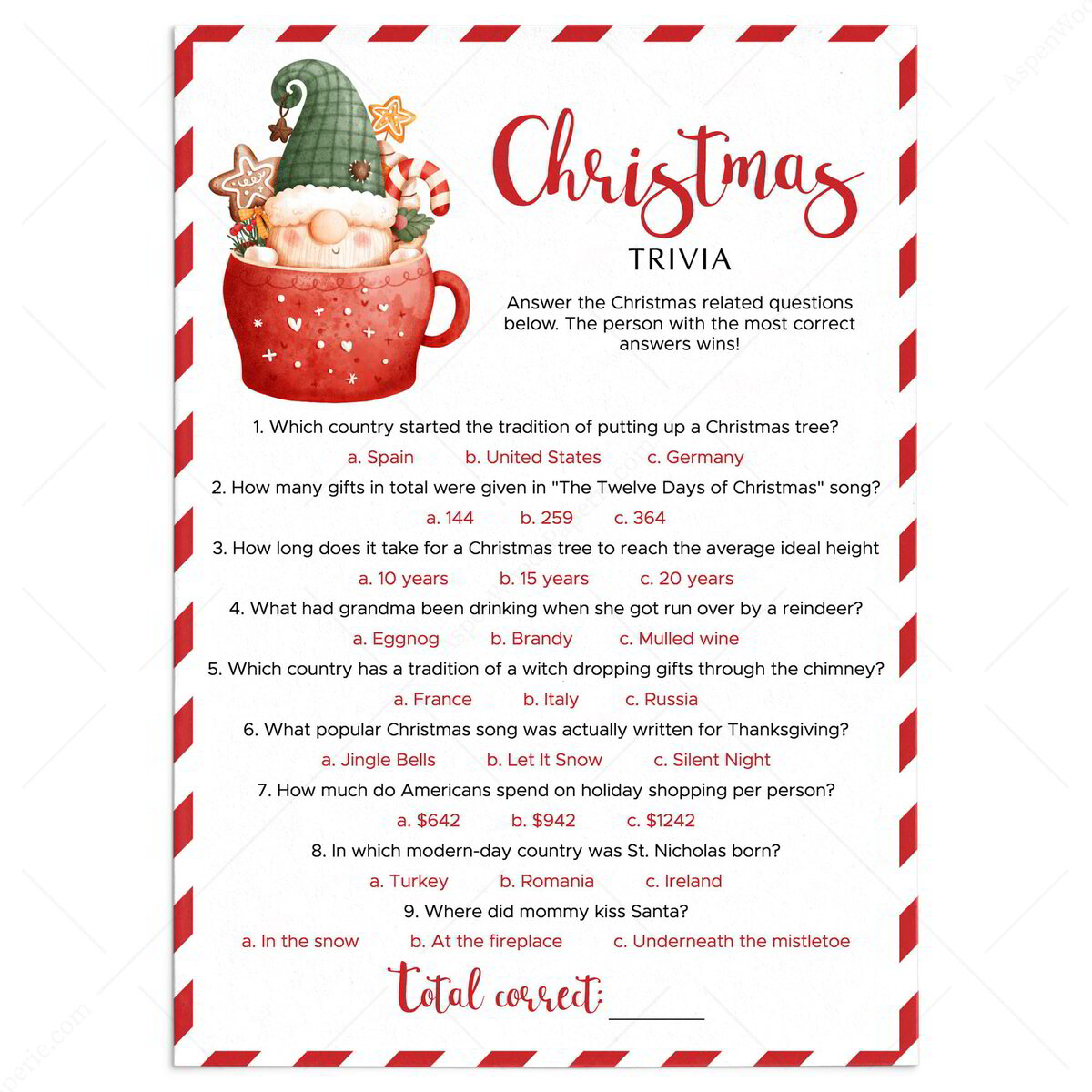 christmas trivia questions and answers | printable game