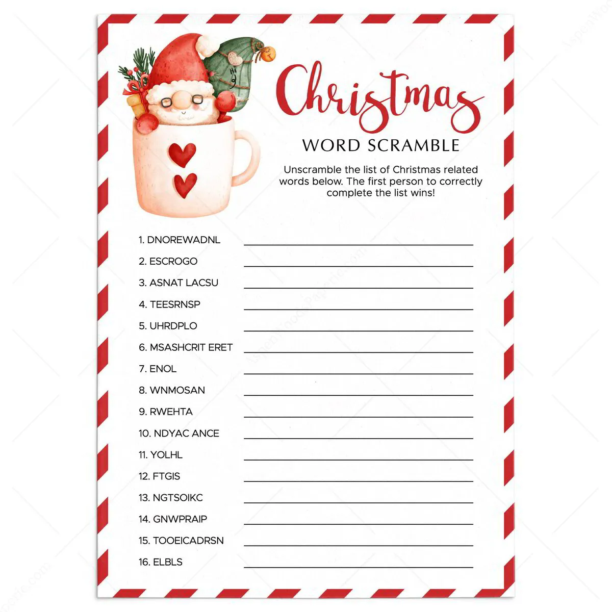 word scramble game 8133036 cute christmas word scramble answers key included | printable
