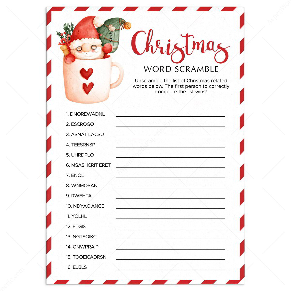 cute christmas word scramble answers key included | printable