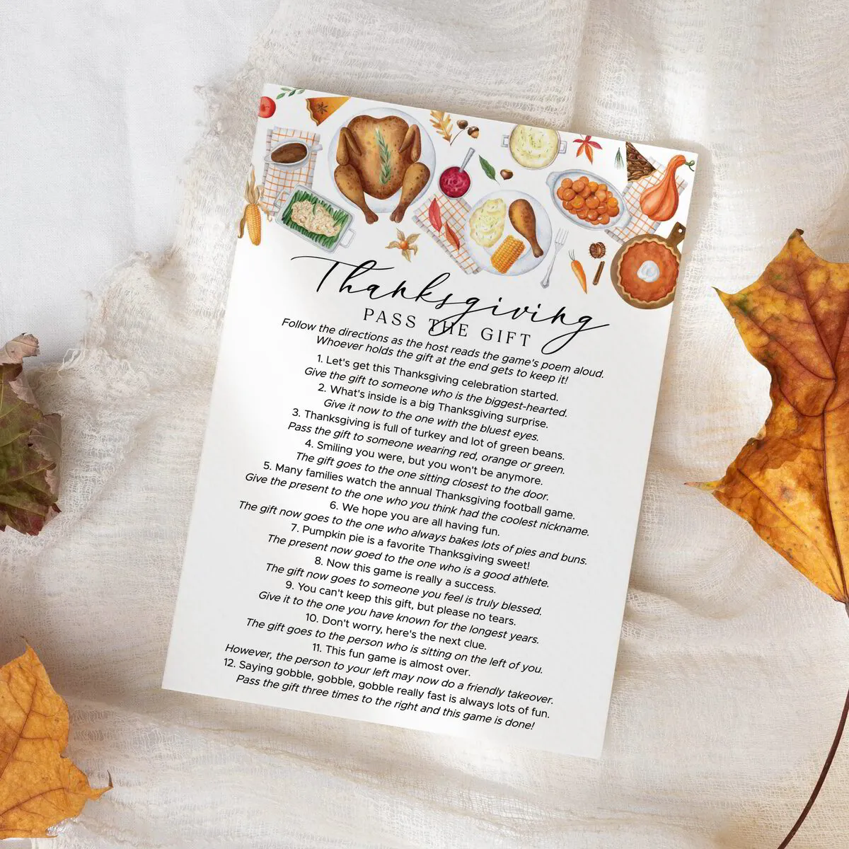 Pass the Gift Game | Thanksgiving Left Right Game Printable