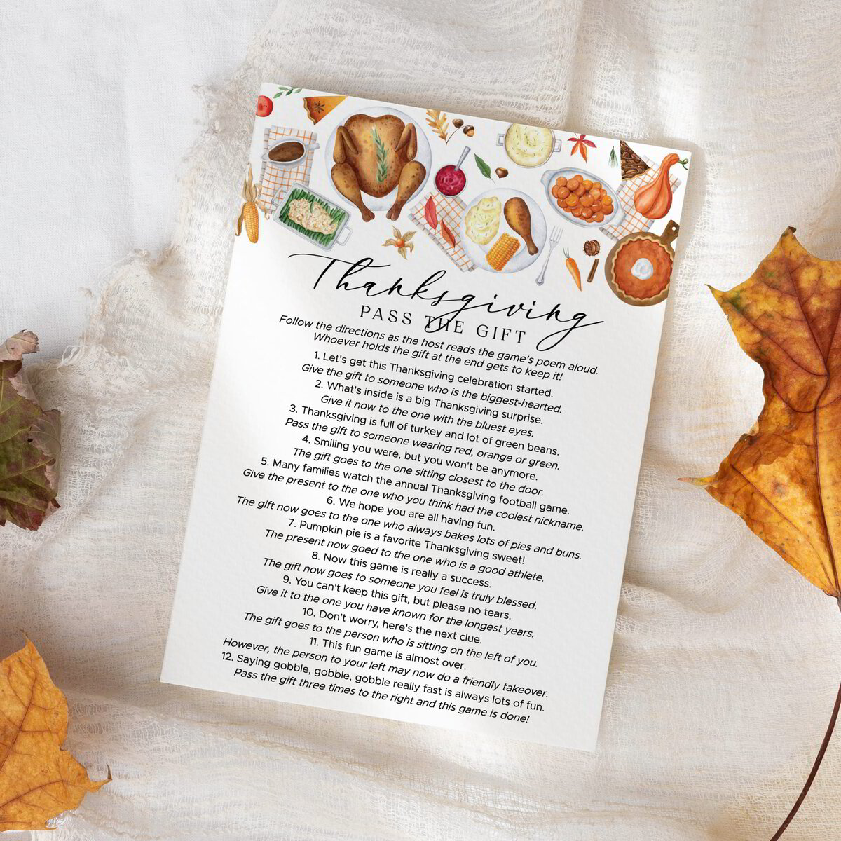 pass the gift game | thanksgiving left right game printable