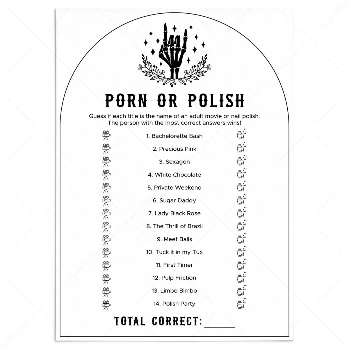 Dark Bachelorette Porn or Polish Game | Instant Download