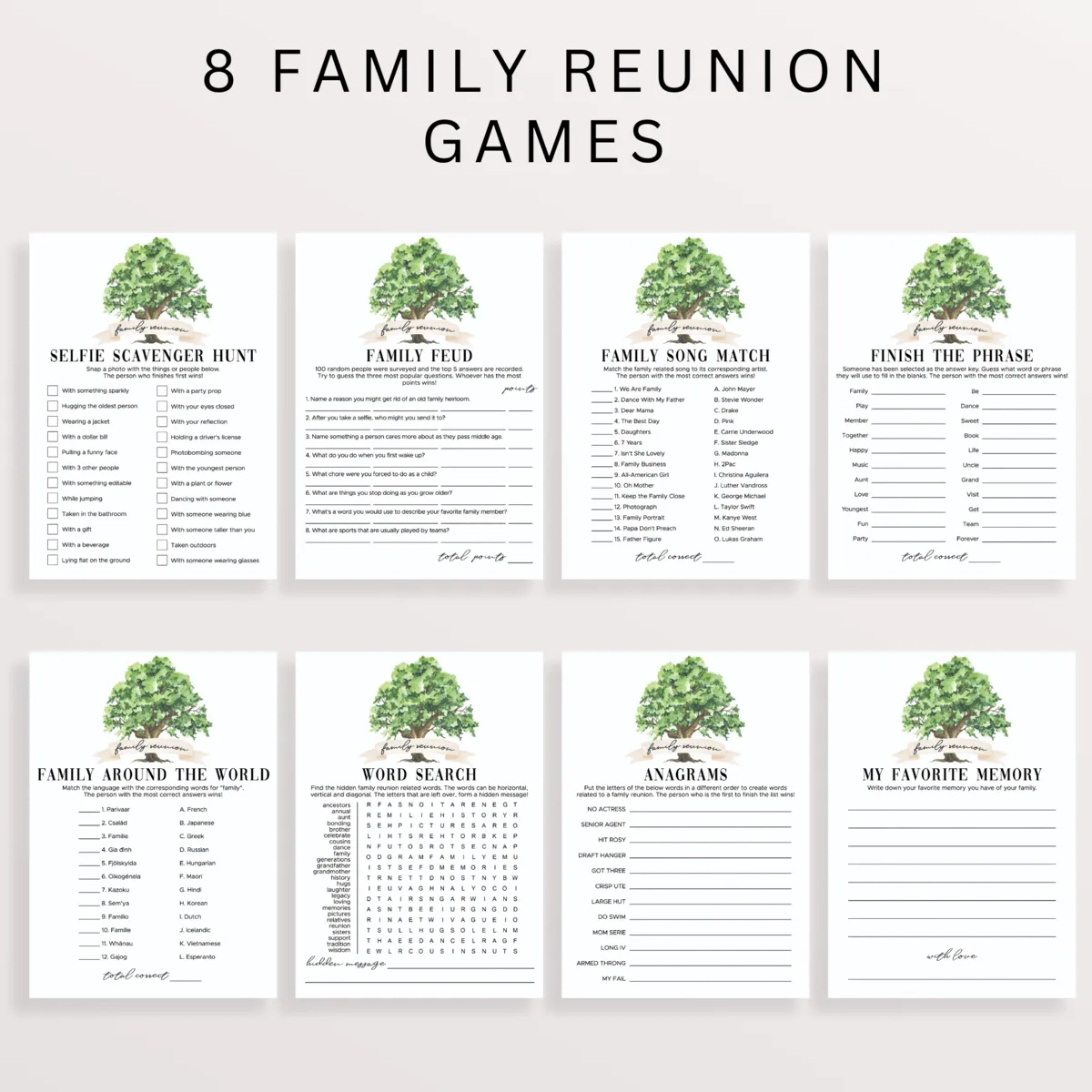 Botanical Family Reunion Games Pack for Groups