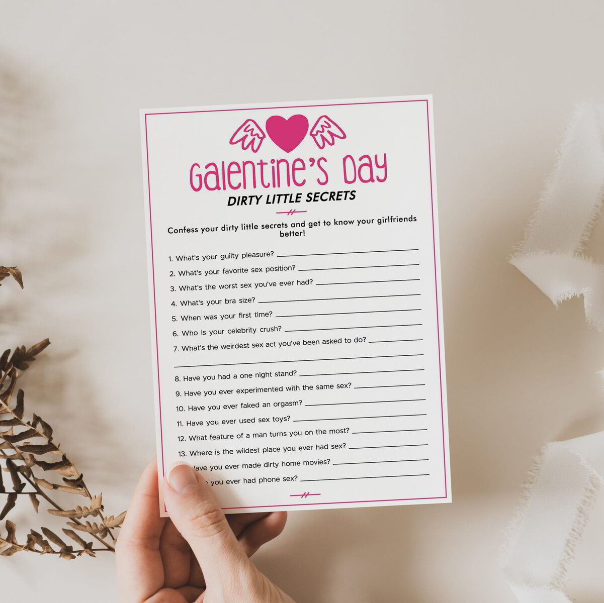 Dirty Little Secrets Printable | Galentines Day Games for Adults