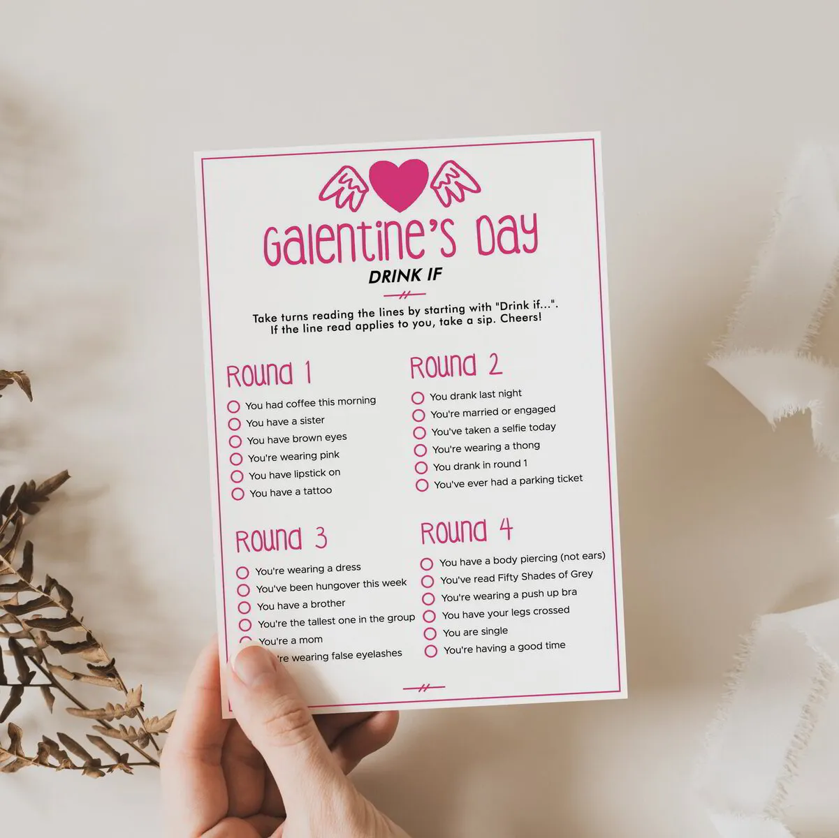 Ladies Night Drink If  Galentines Party Game Printable