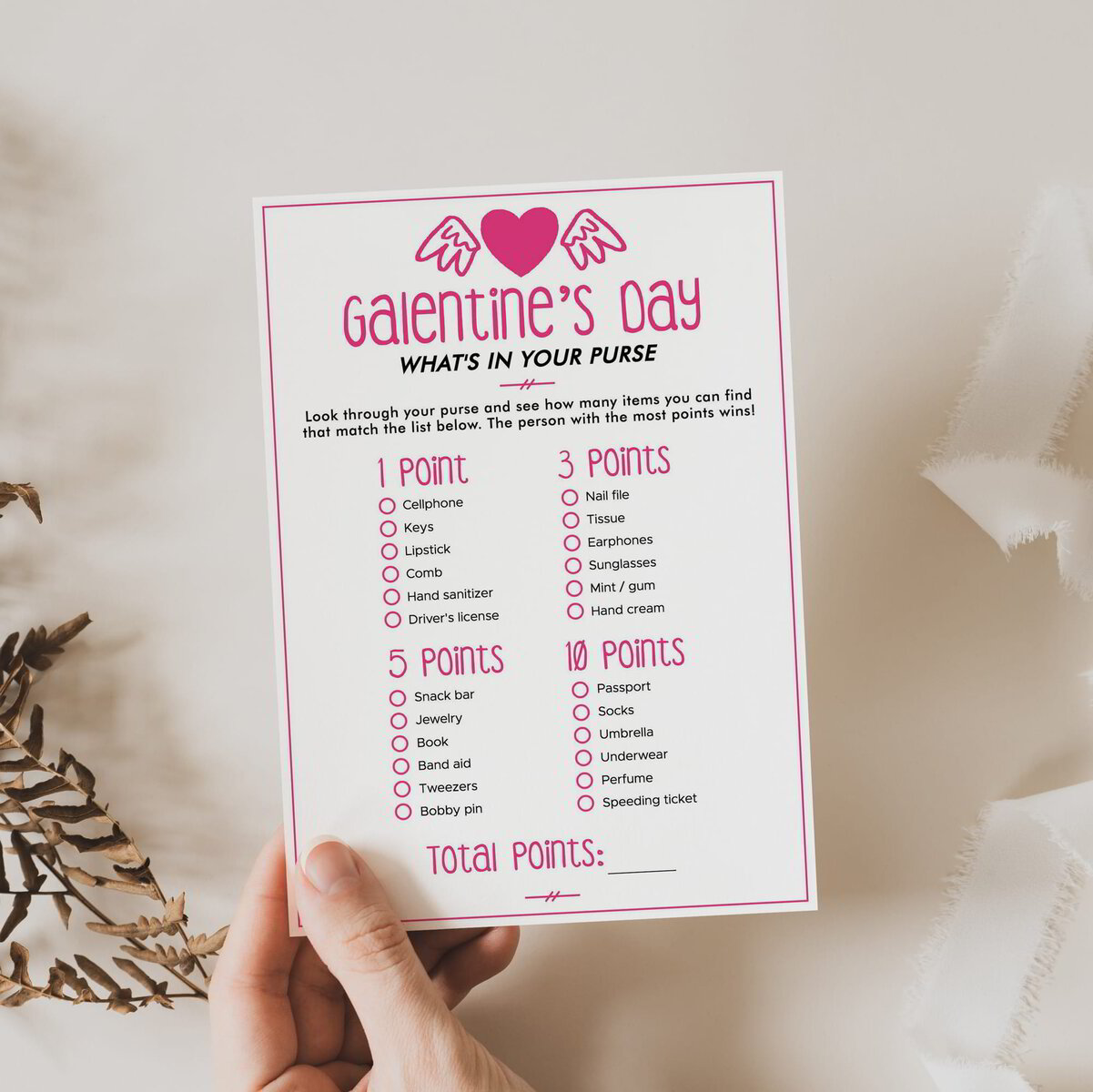 Script What's in Your Purse Baby Shower Game Card | Gabriel Angel Design
