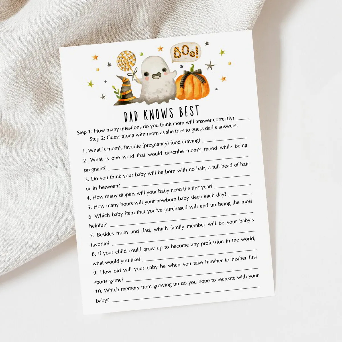 A Little Boo Baby Shower Dad Knows Best Game Printable