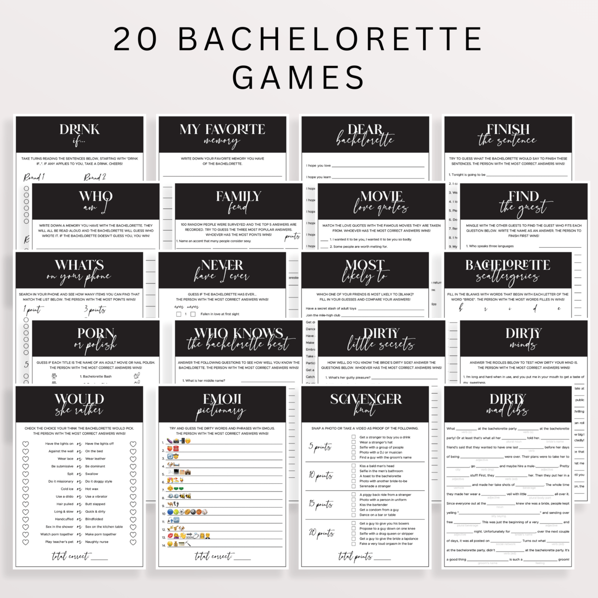 Black And White Bachelorette Party Games Editable Templates black-and-white-bachelorette-party-games-editable-templates
