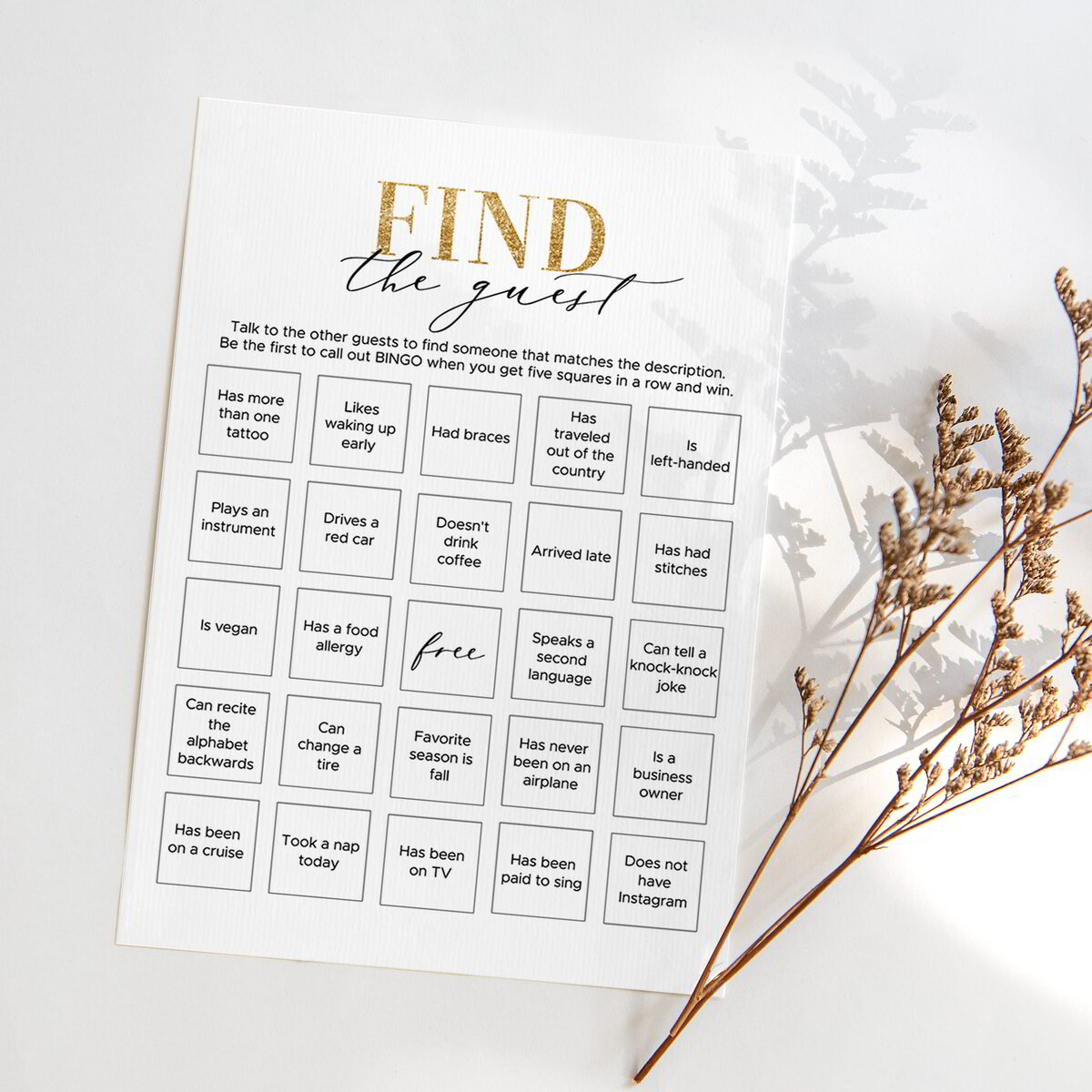 find-the-guest-bingo-wedding-anniversary-icebreaker-game for Find The Guest Bingo Free Printable Pdf Find the Guest Bingo | Wedding Anniversary Icebreaker Game for Find The Guest Bingo Free Printable Pdf