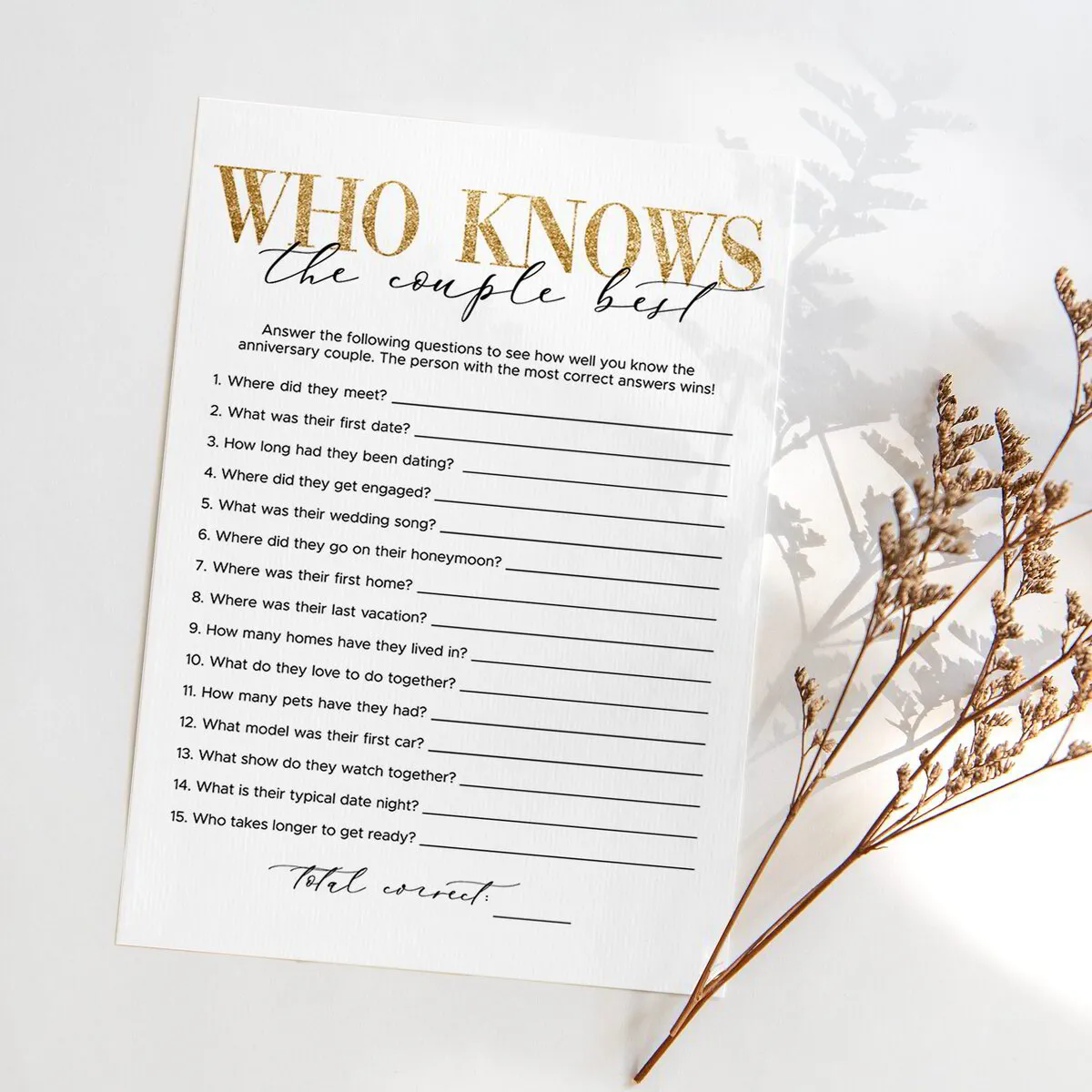 How Well Do You Know the Wedding Anniversary Couple Game | Printable