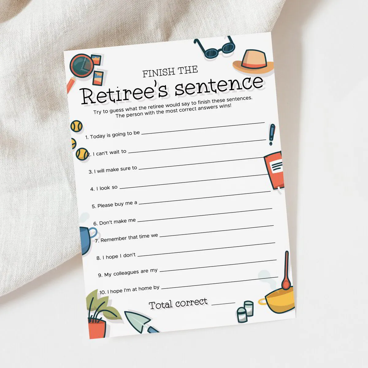 Finish the Retiree's Sentence Game for Office Retirement Party