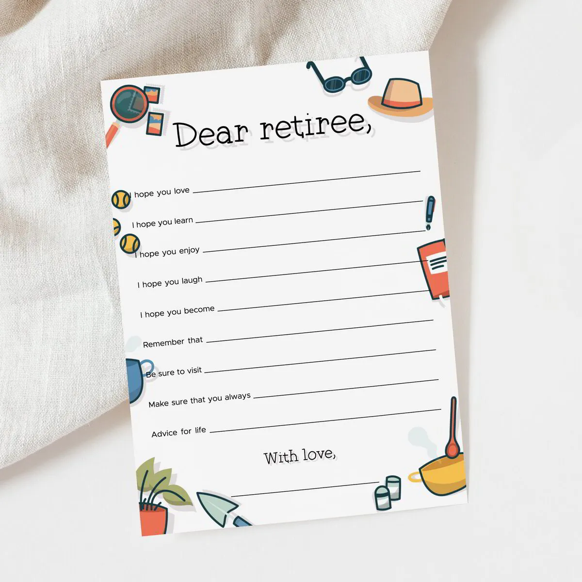 Dear Retiree Wishes Card for Retirement Party Activities