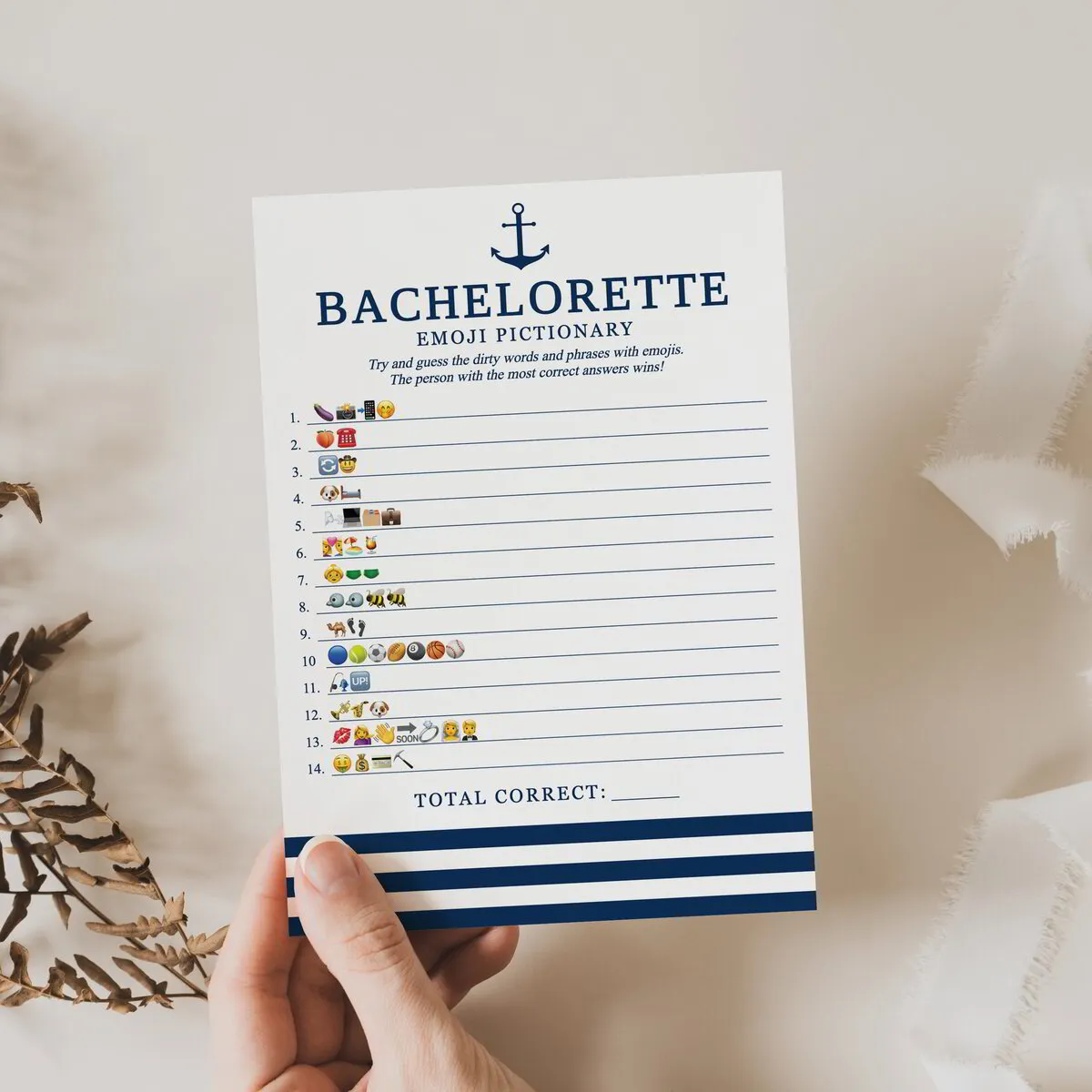 Anchor Bachelorette Party Emoji Pictionary Digital Download