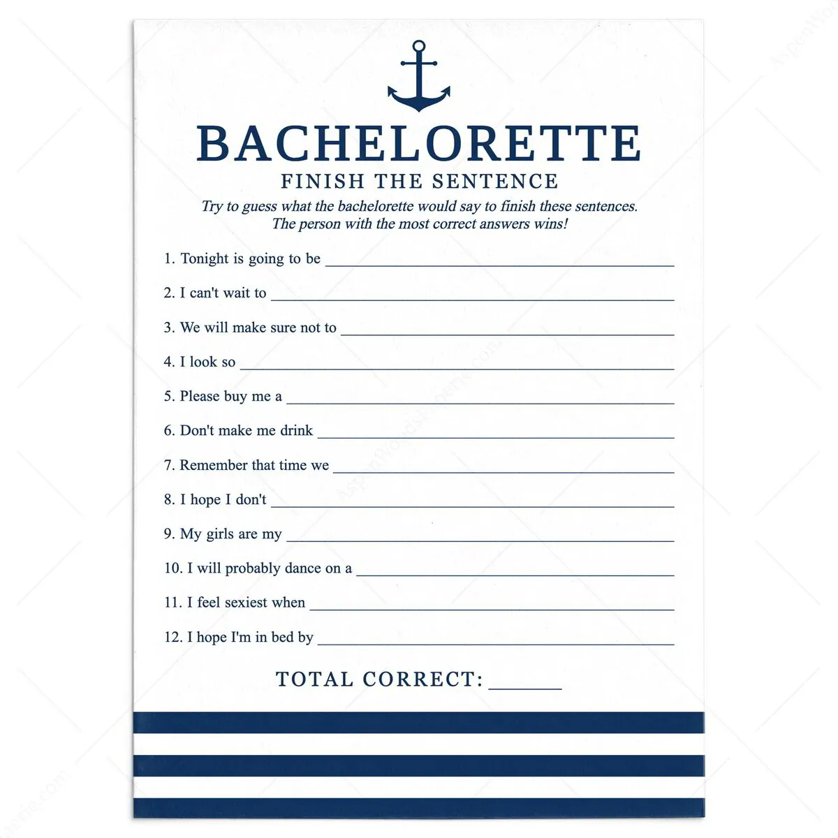 Nauti Bachelorette Finish the Sentence | Funny Hens Game Idea, image size:1200x1200