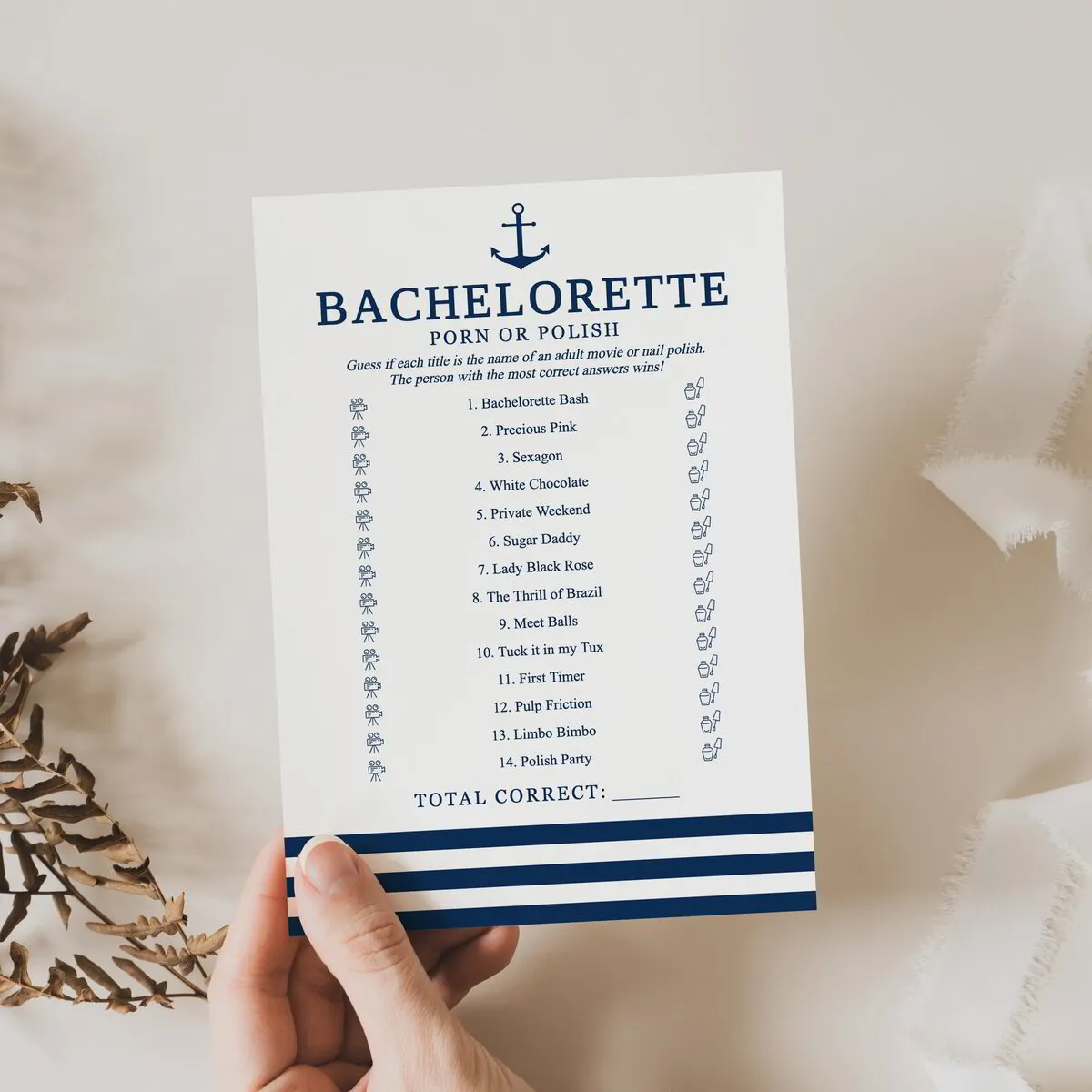 Beach Themed Bachelorette Adult Porn or Nail Polish Game | Printable