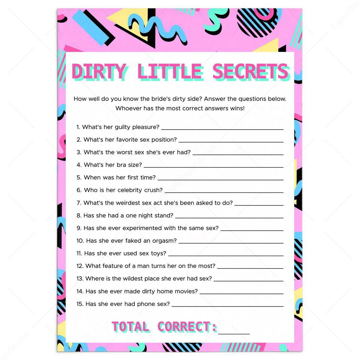 Who Knows the Bachelorettes Dirty Little Secrets Quiz | Printable