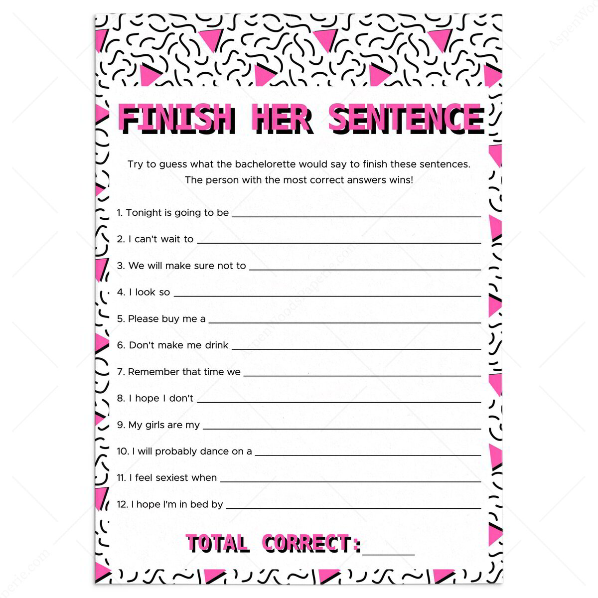 Bachelorette Finish Her Sentence Game | Bach to the 90s