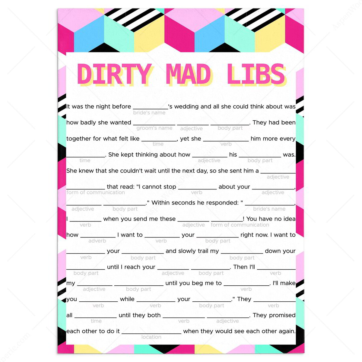 Bachelorette Party Mad Libs Free Printables Free Printable Bachelorette Party Mad Libs Free Printables Free Printable