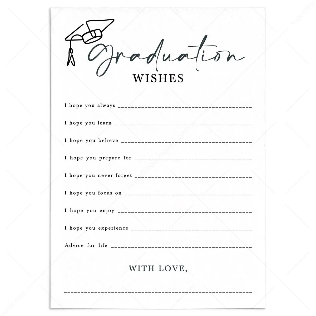 Congratulations Graduate Wishes Card Instant Download
