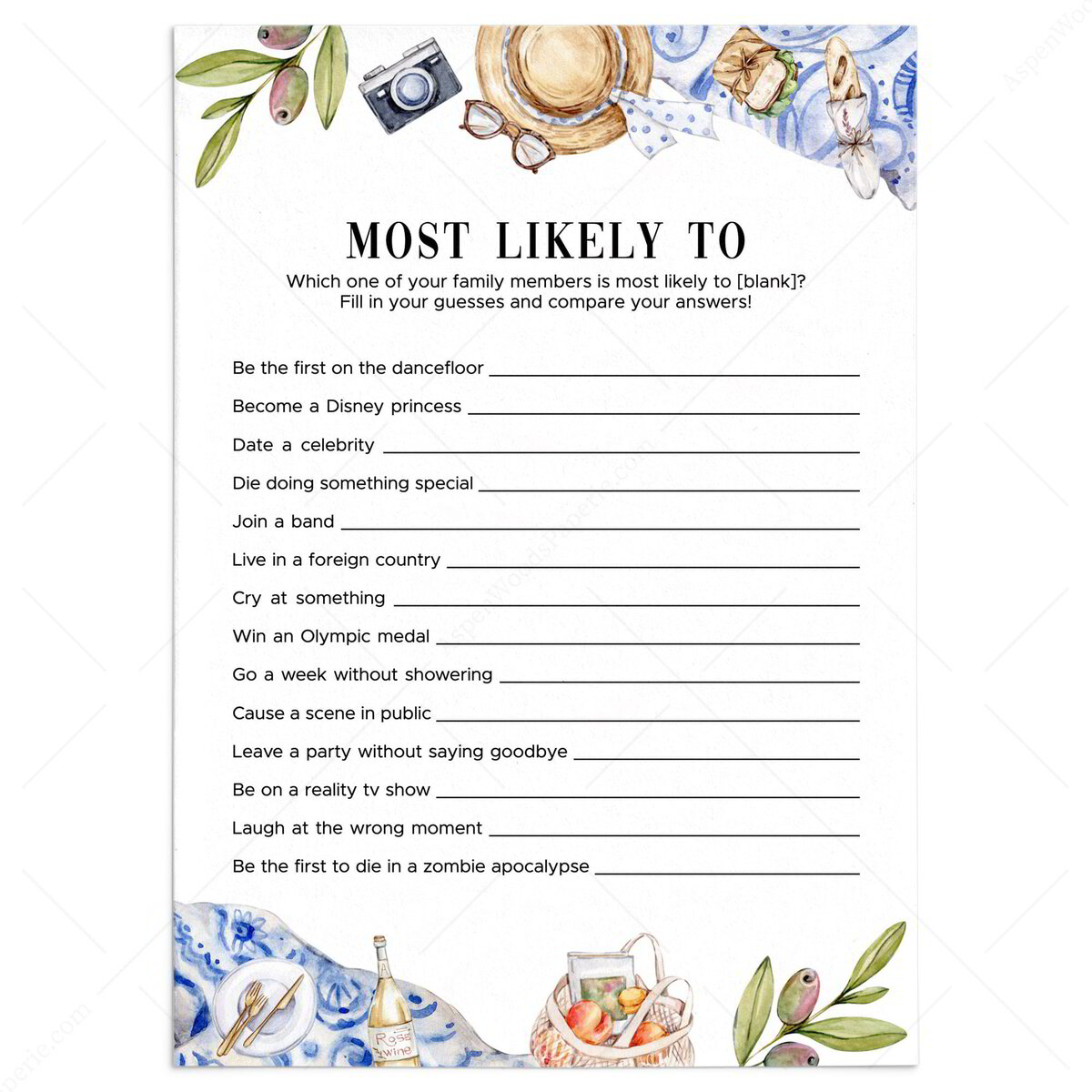 Who Is Most Likely To Questions | Family Gathering Day
