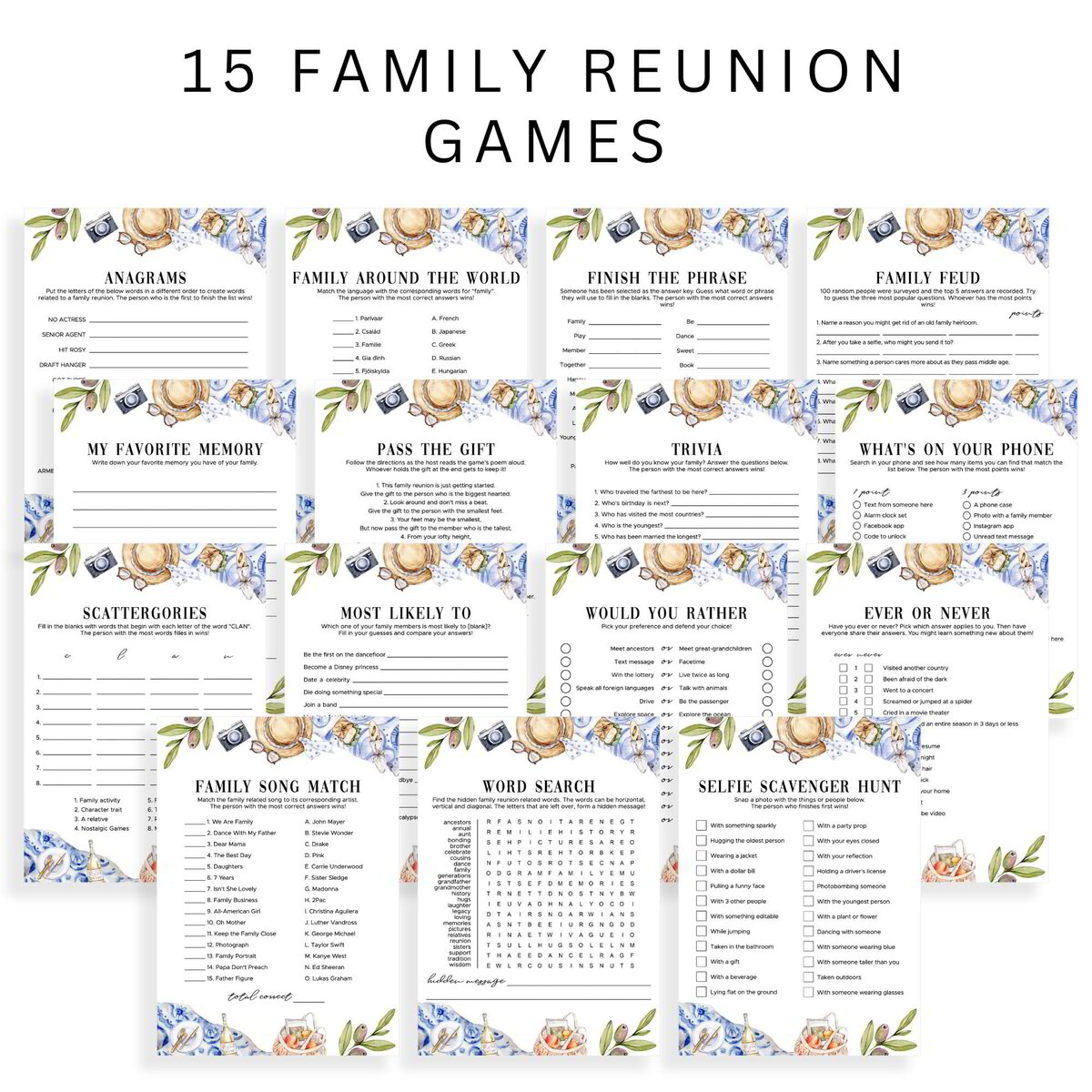 Family Reunion Games Pack | Picnic Family Gathering