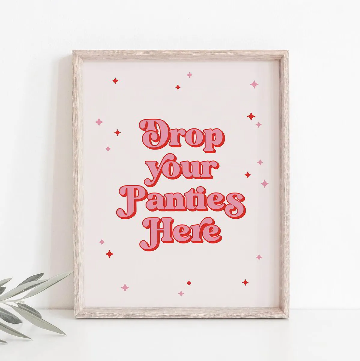 Drop Your Panties Here Sign | Pink Retro Themed Bachelorette