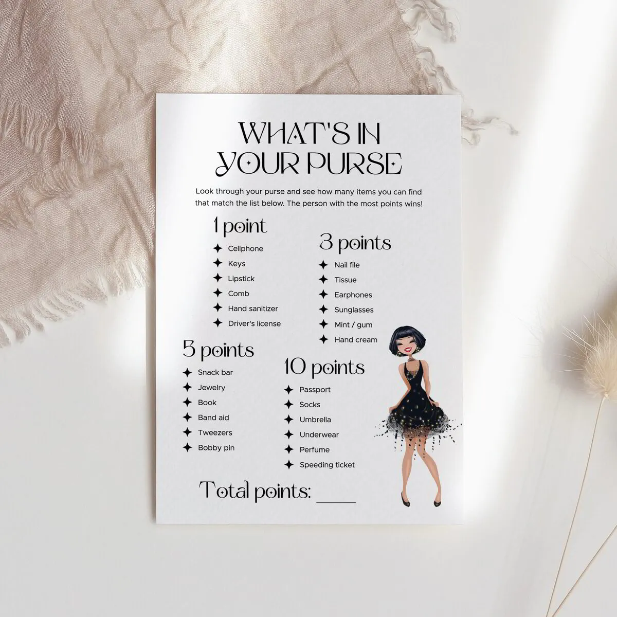20s Themed Whats In Your Purse Ladies Night Game Printable