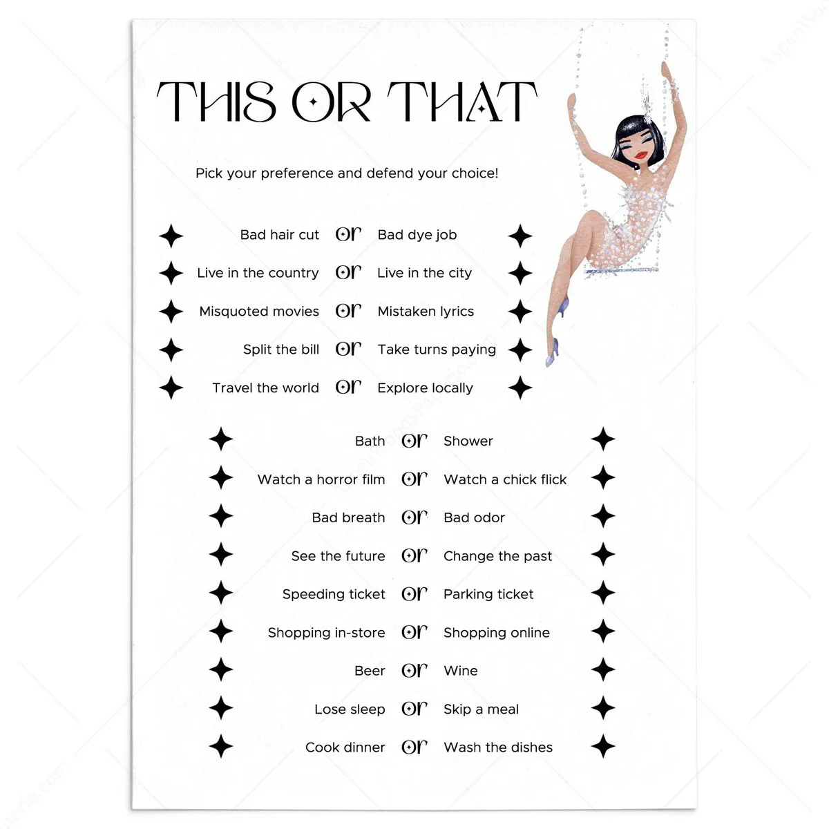 Fun This or That Game | Ladies Night Game | Flapper Girl Theme