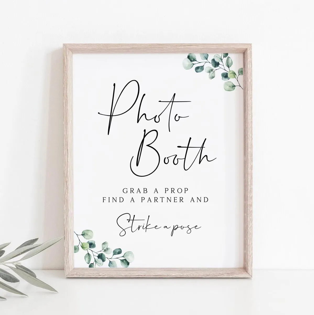 Eucalyptus Leaves Photo Booth Prop Sign Printable