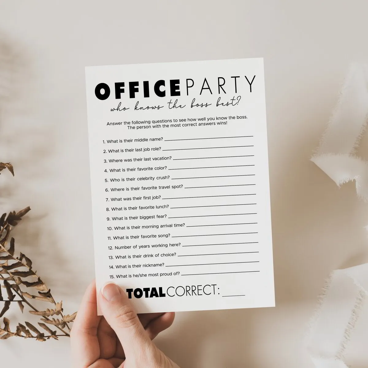 Who Knows the Boss Best Game Printable | Company Party Game