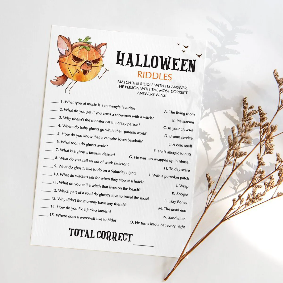 Halloween Themed Printable Game Dead or Alive Game for 