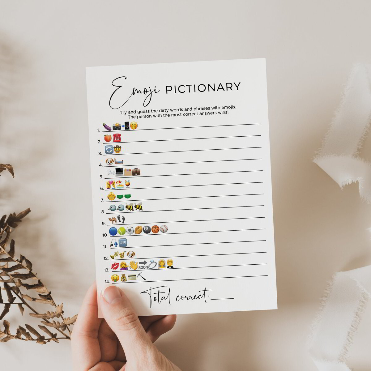 Naughty Emoji Pictionary Game for Hen Party | Bachelorette Printable