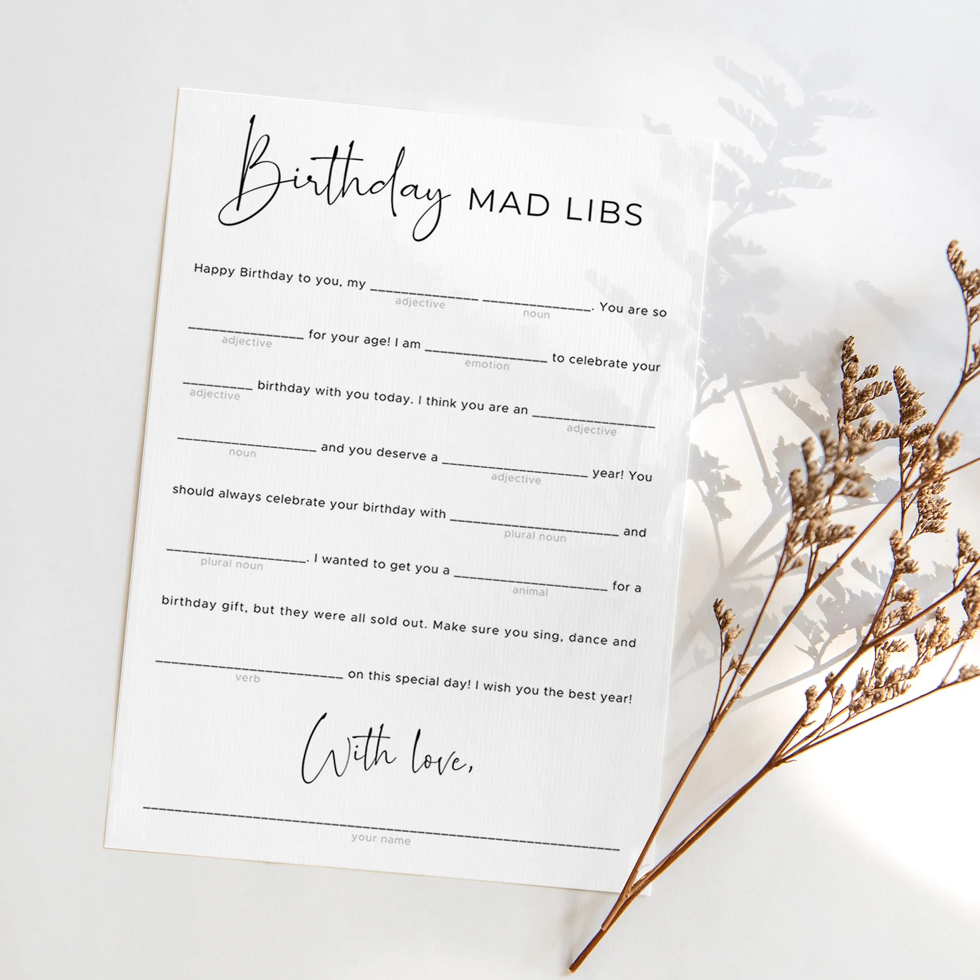 Funny Birthday Mad Libs Game | Gender Neutral